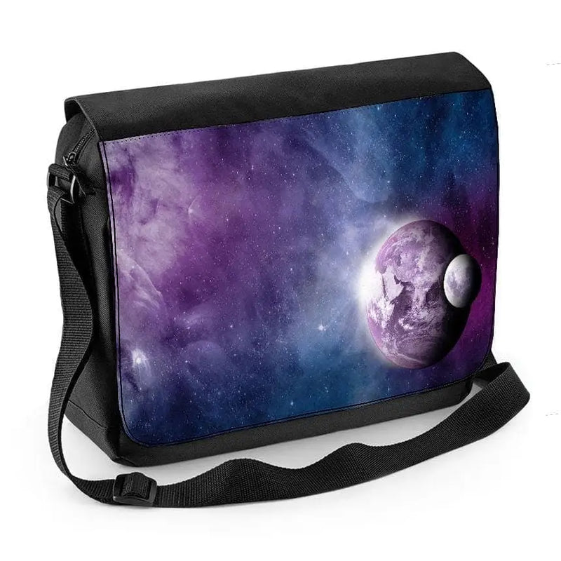 Earth and Moon in Space Laptop Messenger Bag