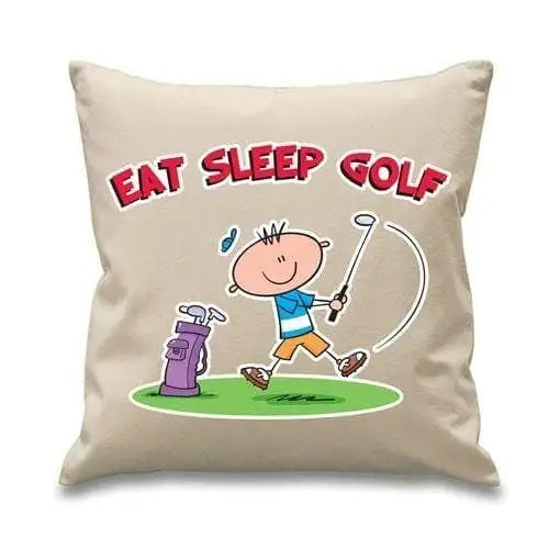 Eat Sleep Golf Mens Sofa Cushion Cream