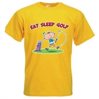 Eat Sleep Golf Mens T-Shirt L / Yellow