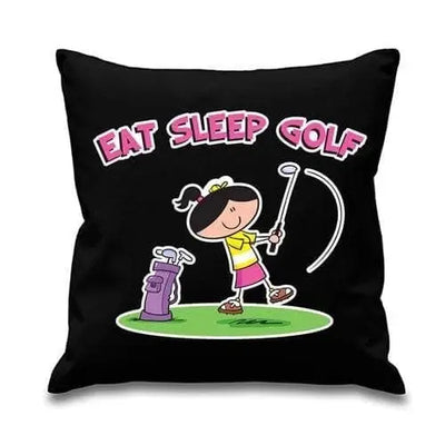 Eat Sleep Golf Womens Cushion Black