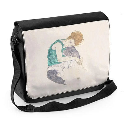 Egon Schiele Seated Woman With Bent Knee Laptop Messenger Bag