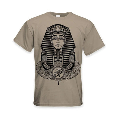 Egyptian Pharoah With Winged Ankh Symbol Large Print Men's T-Shirt XXL / Khaki