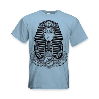 Egyptian Pharoah With Winged Ankh Symbol Large Print Men's T-Shirt XXL / Light Blue