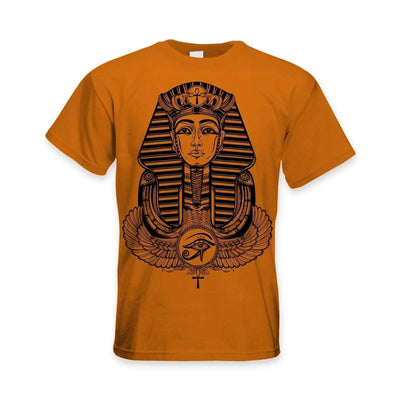 Egyptian Pharoah With Winged Ankh Symbol Large Print Men's T-Shirt XXL / Orange