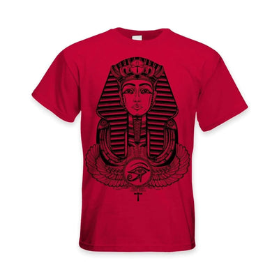 Egyptian Pharoah With Winged Ankh Symbol Large Print Men's T-Shirt XXL / Red