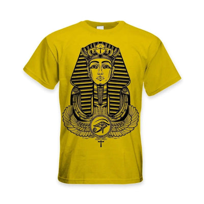 Egyptian Pharoah With Winged Ankh Symbol Large Print Men's T-Shirt XXL / Yellow