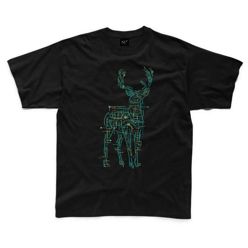Electric Deer Stag Hipster Kids Childrens T-Shirt 11-12