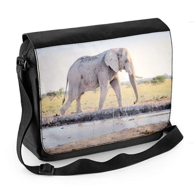 Elephant at Watering Hole Laptop Messenger Bag