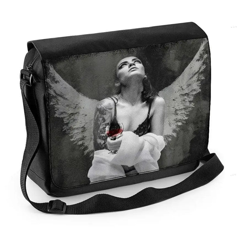 Fallen Angel with Tattoos and Wine Laptop Messenger Bag