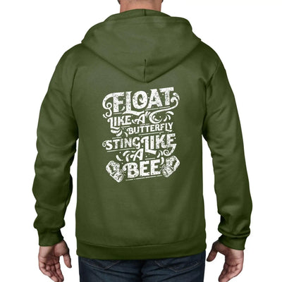 Float Like A Butterfly Sting Like A Bee Boxing Full Zip Hoodie S / City Green
