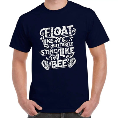 Float Like A Butterfly Sting Like A Bee Boxing Men's T-Shirt XL / Navy Blue