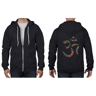 Floral Om Symbol Full Zip Hoodie