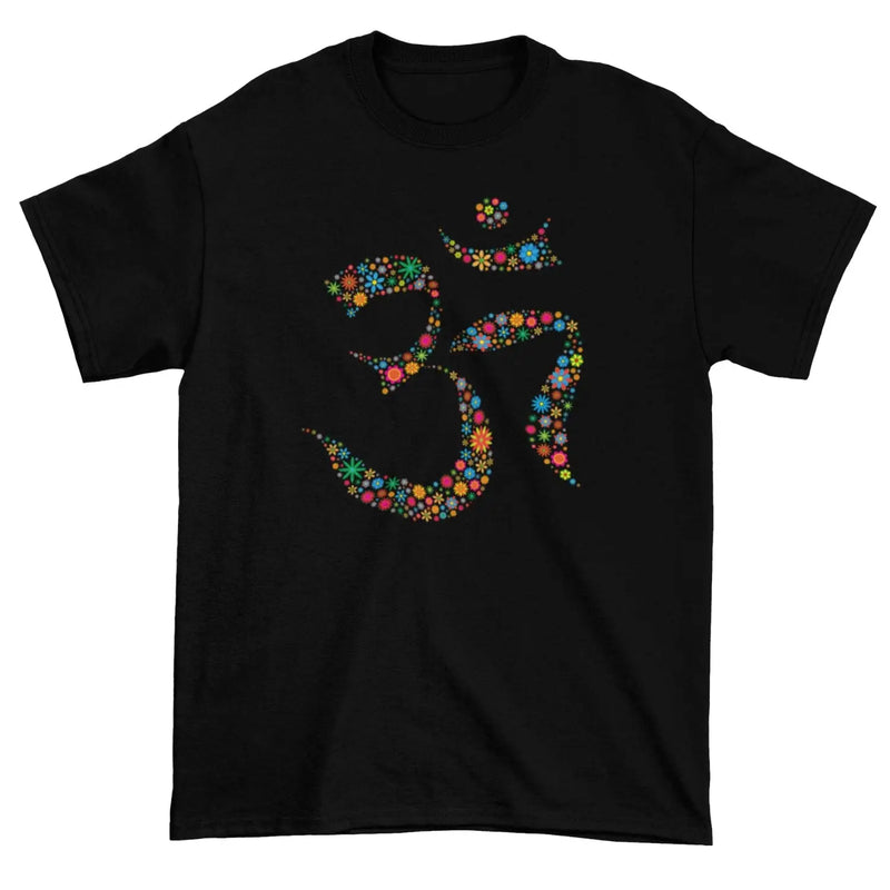 Floral Om Symbol Mens T-Shirt - 3XL - Mens T-Shirt
