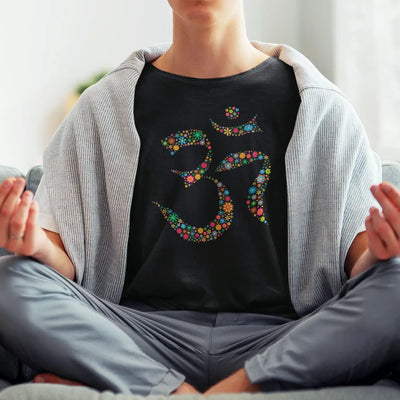 Floral Om Symbol Mens T-Shirt - Mens T-Shirt