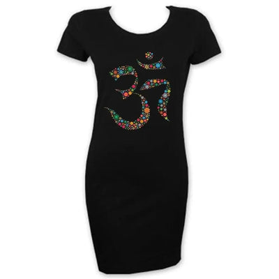 Floral Om Symbol Short Sleeve T Shirt Dress