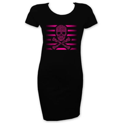 Floral Skull & Crossbones Short Sleeve T-Shirt Dress