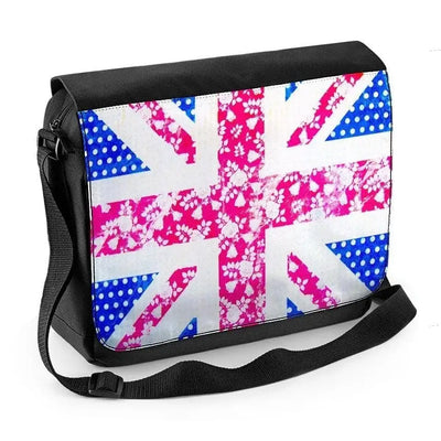 Floral Union Jack Laptop Messenger Bag