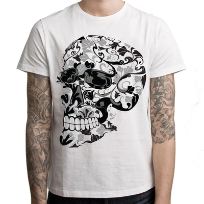 Flower Skull Large Print Men's T-Shirt 3XL
