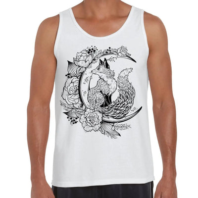 Fox With Crescent Moon Hipster Tattoo Large Print Men's Vest Tank Top Large / White