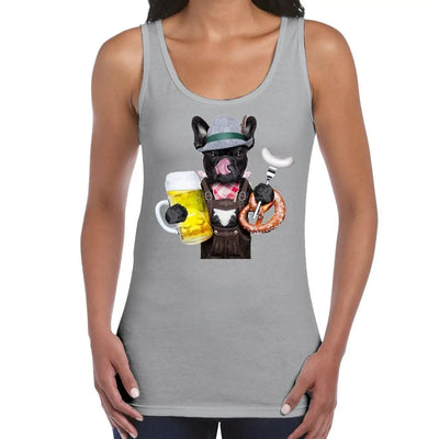 French Bulldog Bavarian Beer Style Women's Tank Vest Top L / Light Grey