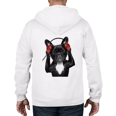 French Bulldog DJ Funny Unisex Full Zip Up Hoodie L