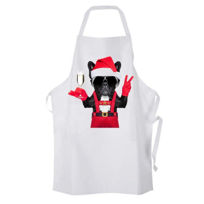 French Bulldog Santa Claus Style Father Christmas Chef's Kitchen Apron