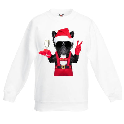 French Bulldog Santa Claus Style Father Christmas Kids Sweater \ Jumper 9-11