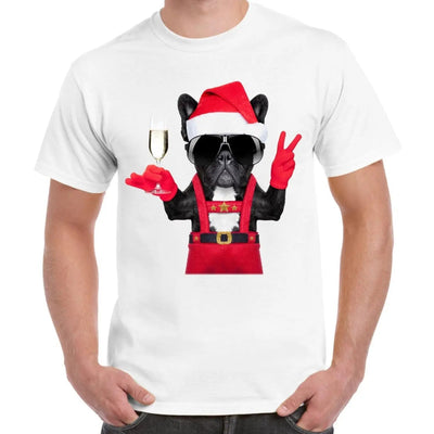French Bulldog Santa Claus Style Father Christmas Men's T-Shirt 3XL