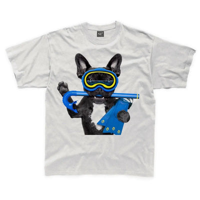 French Bulldog Scuba Diver Kids Childrens T-Shirt 3-4