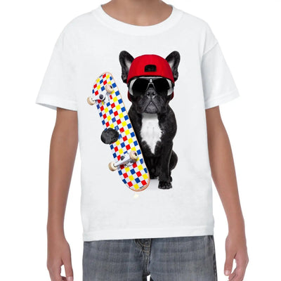 French Bulldog Skateboarder Funny Children's T-Shirt 11-12