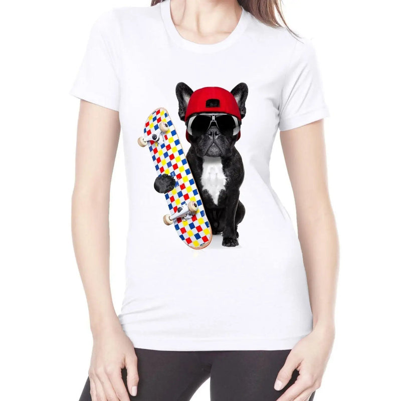 French Bulldog Skateboarder Funny Women&