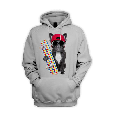 French Bulldog Skateboarder Men's Pouch Pocket Hoodie Hooded Sweatshirt L / Light Grey