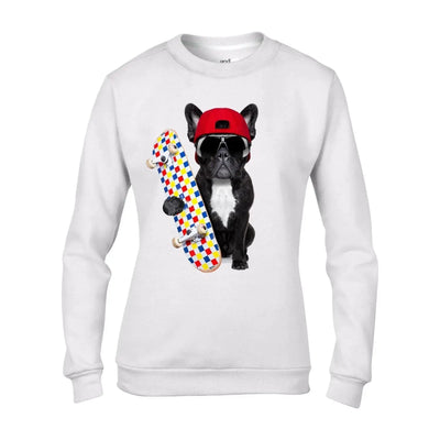 French Bulldog Skateboarder Women's Sweatshirt Jumper M