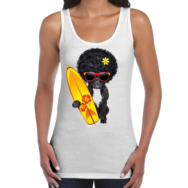 French Bulldog Surfer With Afro Hair Women&