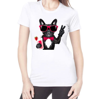 French Bulldog With Cocktail Smoothie Women's T-Shirt XL