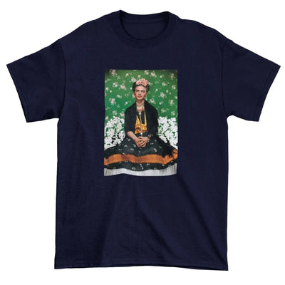 Frida Kahlo Flowers Mens T Shirt - Modern Art Hipster Vintage M / Navy Blue