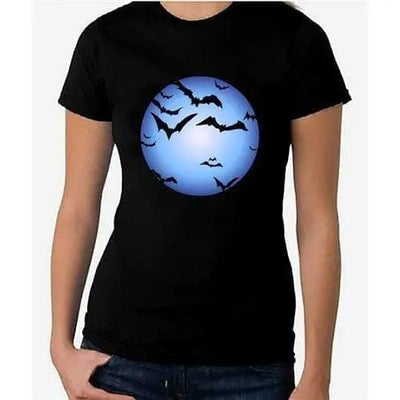 Full Moon & Bats Women's Halloween T-Shirt