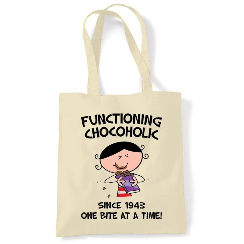 Functioning Chocoholic Since 1943 One Bite at a Time 80th Birthday Tote Bag