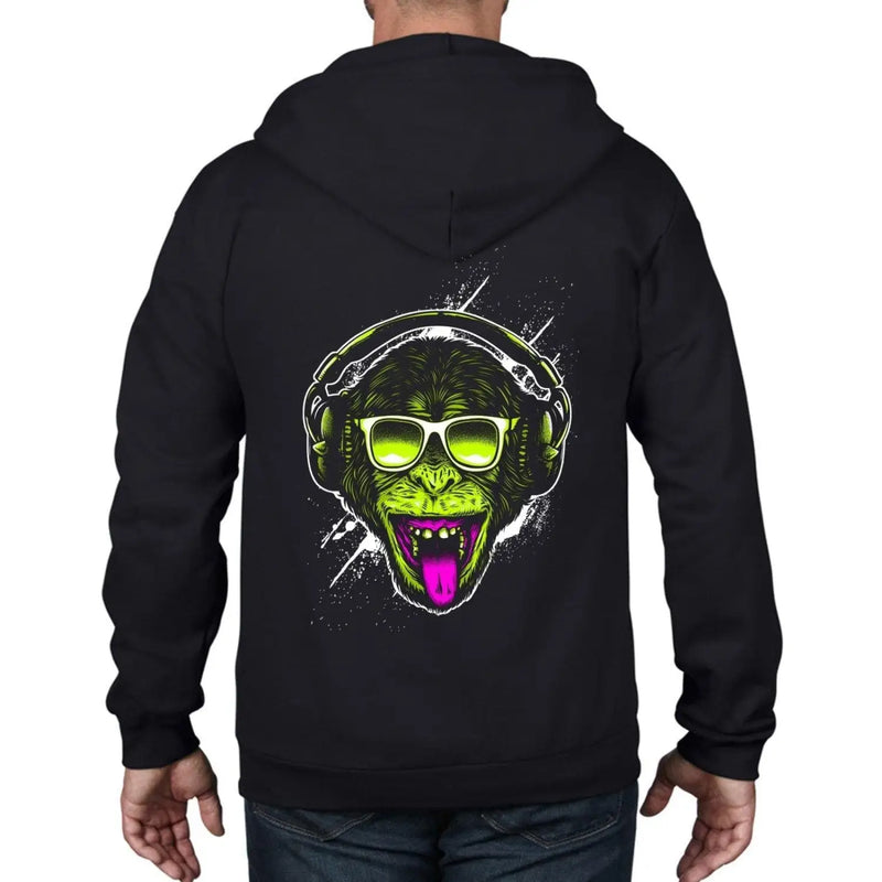 Funky Monkey DJ Unisex Full Zip Hoodie M