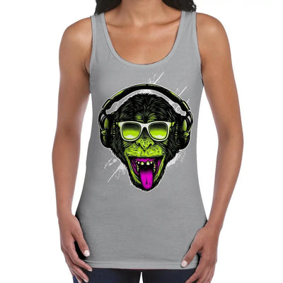 Funky Monkey DJ Women's Tank Vest Top XXL / Light Grey