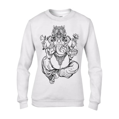 Ganesha Hindu Elephant God Spiritual Large Print Women's Sweatshirt Jumper XXL / White