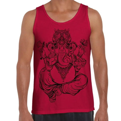 Ganesha Indian Hindu Elephant God Hipster Large Print Men's Vest Tank Top Small / Red