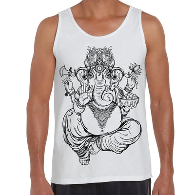 Ganesha Indian Hindu Elephant God Hipster Large Print Men's Vest Tank Top Small / White