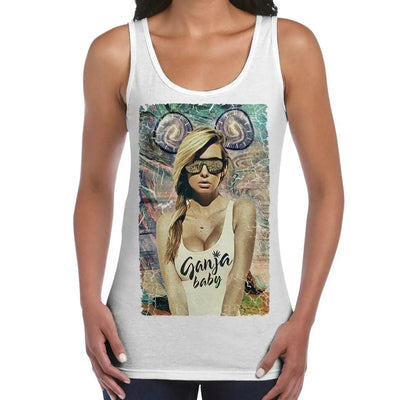 Ganja Baby Cannabis Weed Large Print Women's Vest Tank Top XL