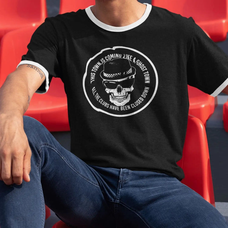Ghost Town Skull Logo The Specials Contrast Ringer Ska T-Shirt