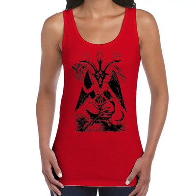 Goat Of Mendes Baphomet Pagan Women's Tank Vest Top XL / Red