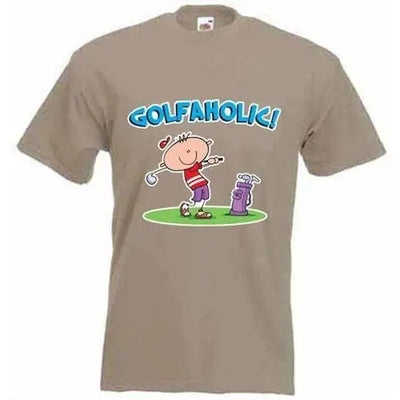 Golfaholic Mens T-Shirt L / Khaki