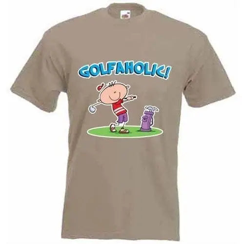 Golfaholic Mens T-Shirt L / Khaki
