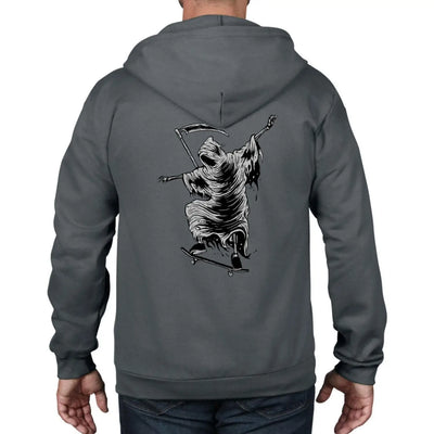 Grim Reaper Skateboarder Full Zip Hoodie 3XL / Charcoal