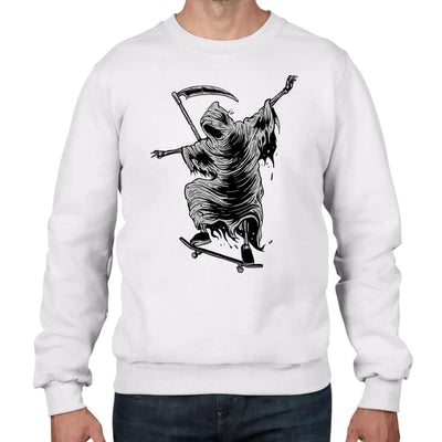 Grim Reaper Skateboarder Men's Sweatshirt Jumper XL / White
